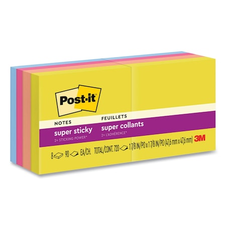 Post-It Pads in Summer Joy Collection Colors, 1.88in. x 1.88in., 90 Sheets/Pad, 8PK 7100299576